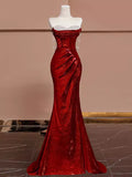 Burgundy gorgeous shiny sexy mermaid sequins long elegant floor-length ball gown evening dress HZ1023