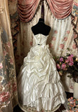 Ivory Elegant Exquisite Applique Long Satin Ball Gown Evening Gown Wedding Dress HZ1023
