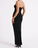 Black shiny stylish elegant off-shoulder sequined long slim fit floor-length ball gown evening dress party dress HZ1023
