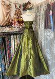 Olive Green Elegant Exquisite Beading Long Satin Vintage Fashion Mermaid Off-the-shoulder Floor-length Evening Gown Ball Gown Prom Dress Ball Gown HZ1023
