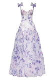 Purple Fashion Elegant Floral Long Chiffon Ball Gown Evening Dress Party Dress Graduation Dress HZ1023