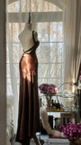 Brown Vintage Chocolate Strapless V-Neck Long Mermaid Slim Satin Ball Gown Evening Dress Birthday Party Dress Prom Dress Wedding Dress HZ1023