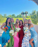 Blue floral elegant long formal evening gown sleeveless slit dress party dress HZ1023