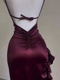Purple Fashion Chic Suspender Long Elegant Sexy Bodycon Prom Dress Evening Gown Fashion Party Dress HZ1023