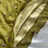 Yellow Green gorgeous exquisite vintage embroidered spaghetti strap long ball gown prom dress evening gown HZ1023