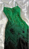 Green Gradient Fashion Exquisite Beaded Long tulle Prom Dress Evening Dress Party Dress HZ1023