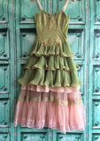 Green pink sweet spaghetti strap layered short lace tulle homecoming dress prom dress evening dress birthday party dress HZ1023