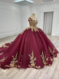 Red gorgeous applique elegant long tulle ball gown evening dress HZ1023