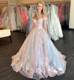 Pink strapless delicate floral applique long tulle fairy princess ball gown evening dress coming of age ceremony dress HZ1023