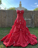 Red gorgeous retro elegant tube top exquisite rhinestone long ball gown evening dress HZ1023