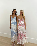 Blue Elegant Floral Delicate Lace Long Ball Gown Birthday/Garden Party Dress Evening Dress Prom Dress Holiday Date Night Dress HZ1023