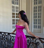Pink Purple Sexy A-Line Spaghetti Strap Maxi Party Ball Gown Evening Dress HZ1023