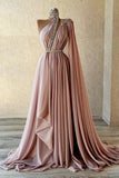 Pink gorgeous shiny beaded long tulle sexy elegant floor-length ball gown evening dress HZ1023