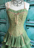 Green pink sweet spaghetti strap layered long lace tulle ball gown evening dress coming of age ceremony dress HZ1023