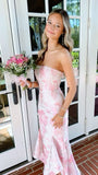Pink Elegant Fashion Floral Long Slim Fit prom dress Evening Dress Party Dress Bridesmaid Dresses HZ1023