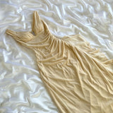 Cream yellow shiny elegant exquisite beaded straps long chiffon ball gown, evening dress, party dress, graduation dress HZ1023