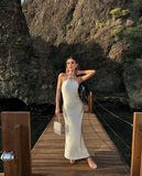 White slim strap mermaid long satin evening gown ball gown prom dress HZ1023