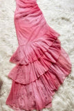 Pink Fashion Gradient Long Chiffon Ruffle Ball Gown Evening Dress Birthday Party Dress HZ1023