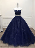 Royal blue/Purple gorgeous shiny exquisite beaded A-line long tulle ball gown evening dress HZ1023