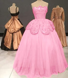 Pink Glitter Beading Elegant Long Tulle Ball Gown Evening Dress Graduation Dress HZ1023