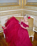 Pink Fashion Unique Rose Lace Neckline Long A-Line long Satin Prom Dress Evening Gown Party Dress HZ1023