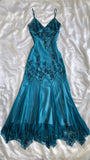 Blue shiny fashion exquisite beaded spaghetti strap long chiffon ball gown evening dress party dress HZ1023