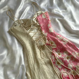 Pink and White Exquisite Beaded Floral Elegant Long Tassel Ruffle Chiffon Ball Gown Evening Dress Party Dress Prom Dress HZ1023