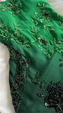 Green shiny fashion exquisite beading spaghetti straps long chiffon ball gown evening dress party dress HZ1023