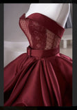 Red fashion sexy elegant Exquisite lace long satin ball gown evening dress HZ1023
