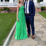 Green fashion halter neck long chiffon ball gown evening dress party dress HZ1023