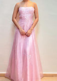 Pink Fashion Elegant Exquisite Beaded Spaghetti Straps Long Tulle Satin Prom Dress Evening Dress Party Dress Graduation Dress HZ1023