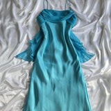 Blue fashion elegant spaghetti straps long chiffon elegant ball gown evening dress party dress HZ1023