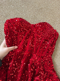 Red Shiny Fashion Short Mini Sequin Homecoming Dress Birthday Party Dress HZ1023