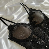 Black Brown Shiny Exquisite Elegant Beaded Lace Long Corset Ball Gown,Evening Dress,Party Dress HZ1023