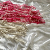 Pink and White Exquisite Beaded Floral Elegant Long Tassel Ruffle Chiffon Ball Gown Evening Dress Party Dress Prom Dress HZ1023