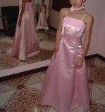 Pink Elegant Fashion Spaghetti Strap Long Satin Ball Gown Evening Dress Party Dress prom dress HZ1023