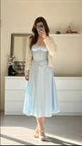 Light Blue Elegant Short/Long Chiffon Homecoming Dresses Prom Dresses Evening Dresses Party Dresses HZ1023