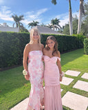 Pink Elegant Fashion Floral Long Slim Fit prom dress Evening Dress Party Dress Bridesmaid Dresses HZ1023