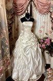 Ivory Elegant Exquisite Applique Long Satin Ball Gown Evening Gown Wedding Dress HZ1023