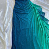 Blue shiny fashion gradient elegant spaghetti straps long chiffon elegant ball gown evening dress party dress HZ1023