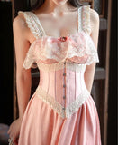 Pink Sweet Stylish Elegant Mid Length Exquisite Lace Satin Homecoming Dress Prom Dress Evening Dress Wedding Guest Party Dress Graduation Dress HZ1023