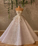 White shiny fashion exquisite beaded long elegant tulle floor-length ball gown evening dress wedding dress HZ1023