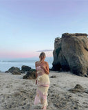 Pink backless tight lace three-dimensional rose flower long prom dress formal evening dress party dress HZ1023