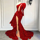 Pink/red Gorgeous Shiny Elegant Long Slit Sexy Floor-Length Train Ball Gown Evening Dress Party Dress HZ1023
