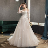 White tulle lace long prom gown A line evening gown HZ1023