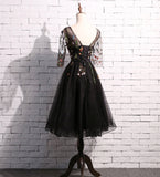 Cute lace short prom dress black homecoming dress HZ1023