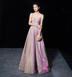 Shiny satin long A line prom dress simple evening dress HZ1023