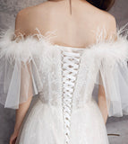 Unique tulle sequins long prom dress white evening dress HZ1023