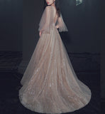 Champagne lace sequins long ball gown dress formal dress HZ1023