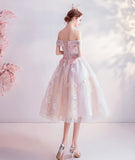 Pink tulle lace short prom dress homecoming dress HZ1023